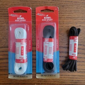 Kiwi Kids Sport Shoe Laces Assorted Unisex White - Black - Brown Boot Laces 36"